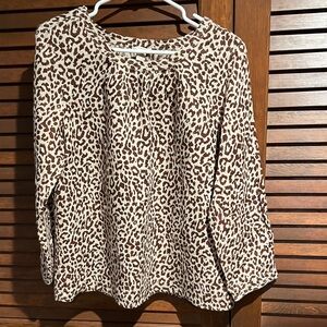 J. Crew Animal Print Blouse in Brown and Cream